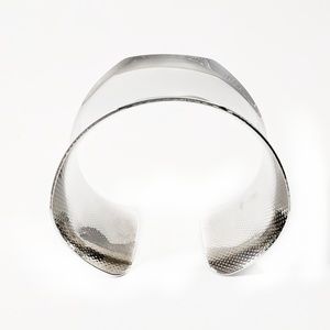 Silver Tone Contoured Mirror Cuff Bracelet